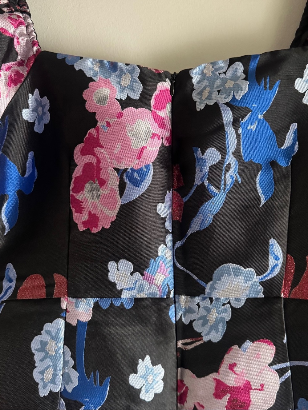 Lulus So Stunning Black Multi Floral Jacquard Puff Sleeve Mini Dress Size XL - Picture 8 of 10